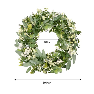 Vlorart Handmade Green Eucalyptus Wreath for All Year