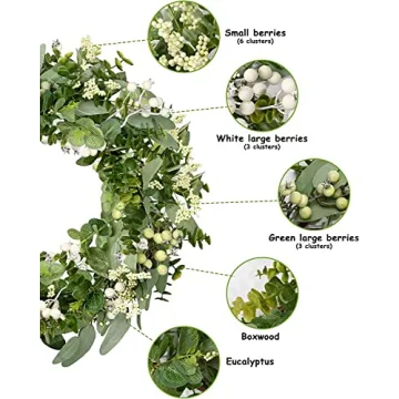 Vlorart Handmade Green Eucalyptus Wreath for All Year