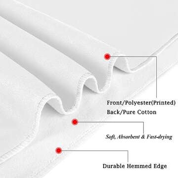 Naanle Simple Style Black and White Racing and Checkered Pattern Soft Absorbent Large Hand Towels Multipurpose for Bathroom, Hotel, Gym and Spa (16" x 30")