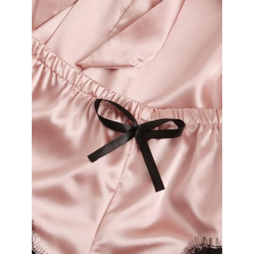 Luxurious WDIRARA Satin Pajamas Set with Lace