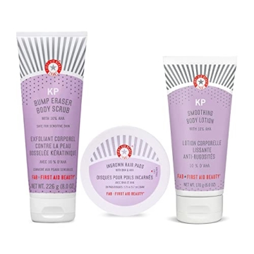 First Aid Beauty - Smooth Operators Trio: KP Bump Eraser Body Scrub, 8 oz, Smoothing Lotion, 6oz, an...