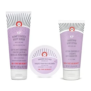 First Aid Beauty - Smooth Operators Trio: KP Bump Eraser Body Scrub, 8 oz, Smoothing Lotion, 6oz, an...