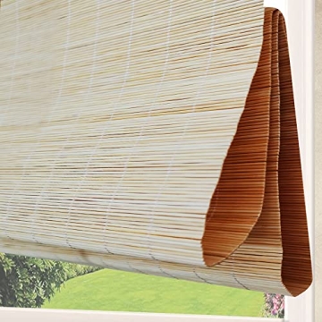 LETAU Bamboo Light Filtering Roman Shades for Windows