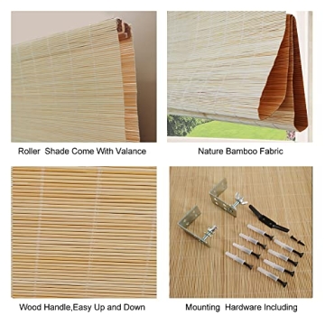 LETAU Bamboo Light Filtering Roman Shades for Windows