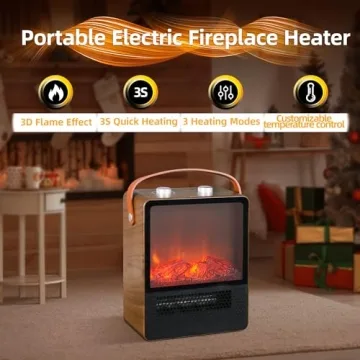 1500W Mini Electric Fireplace Heater, Portable and Quiet