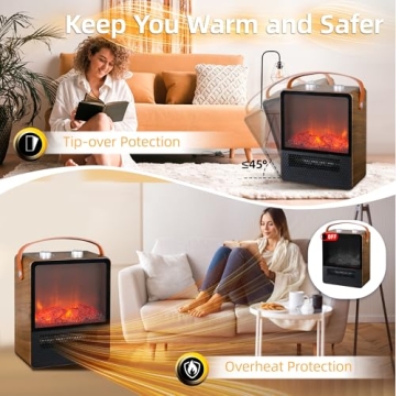 1500W Mini Electric Fireplace Heater, Portable and Quiet
