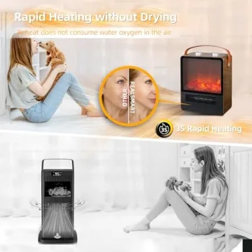 1500W Mini Electric Fireplace Heater, Portable and Quiet