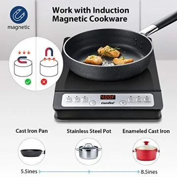 COMFEE 1800W Digital Induction Cooktop Timer Auto Shut Off