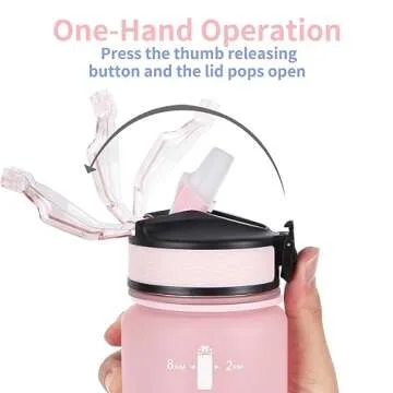 EYQ 32 oz Water Bottle with Time Marker, Carry Strap, Leak-Proof Tritan BPA-Free, Ensure You Drink Enough Water for Fitness, Gym, Camping, Outdoor Sports