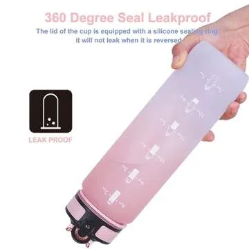 EYQ 32 oz Water Bottle with Time Marker, Carry Strap, Leak-Proof Tritan BPA-Free, Ensure You Drink Enough Water for Fitness, Gym, Camping, Outdoor Sports