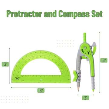 Mr. Pen- Compass and Protractor Set, Geometry Kit, Compass Protractor Set, Protractor, Compass for G...