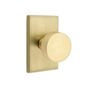 Luxury Solid Brass Privacy Set - Modern Rectangle Rosette & Round Knob