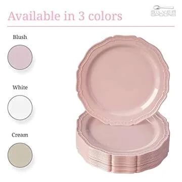 CountrySide Vintage Blush Plastic Dessert Plates Set - 20 PC