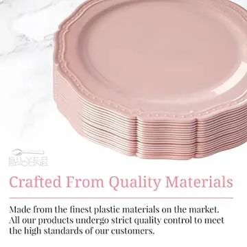 CountrySide Vintage Blush Plastic Dessert Plates Set - 20 PC