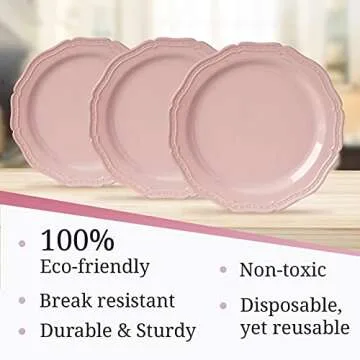 CountrySide Vintage Blush Plastic Dessert Plates Set - 20 PC