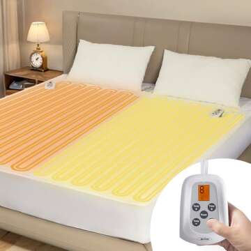 Sunvivi King Size Heated Mattress Pad with Dual Controller