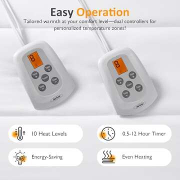 Sunvivi King Size Heated Mattress Pad with Dual Controller