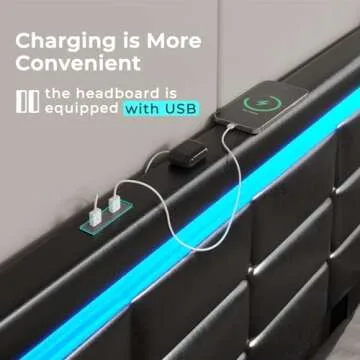 ADORNEVE Queen Bed Frame with LED Lights and Storage