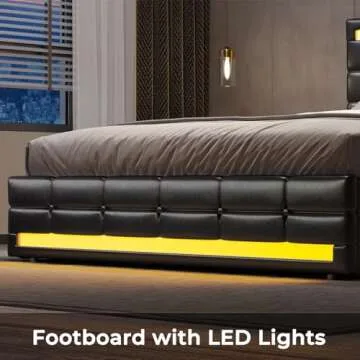 ADORNEVE Queen Bed Frame with LED Lights and Storage
