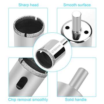 15 Pcs Diamond Drill Bits for Ceramic, Diamond Hole Saw Drill Bit Set Kit, Premium Glass Drill Bit for Bottles,Pots, Marble, Granite Stone, Tile Cutting 0.23 Inch - 2 Inch（6mm - 50mm） YLYL