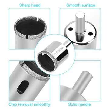 15 Pcs Diamond Drill Bits for Ceramic, Diamond Hole Saw Drill Bit Set Kit, Premium Glass Drill Bit for Bottles,Pots, Marble, Granite Stone, Tile Cutting 0.23 Inch - 2 Inch（6mm - 50mm） YLYL