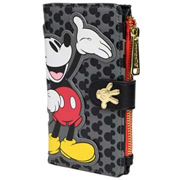 Loungefly Disney Mickey Mouse Faux Leather Wallet Womens Snap Flap Clutch