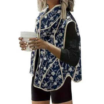 Dokotoo Womens Plus Size Quilted Vests Lightweight Winter Button Down Vest for Women 2024 Fashion Ou...