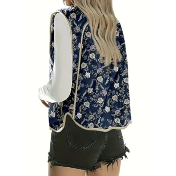 Dokotoo Womens Plus Size Quilted Vests Lightweight Winter Button Down Vest for Women 2024 Fashion Outwear Puffer Vest Sleeveless Puffy Jackets Padded Coats Blue X-Large