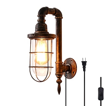 Lovefindahome Industrial Plug in Wall Light E26 Base Edison Wire Retro Style Vintage Wall Lights wit...