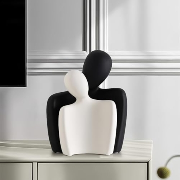 DEAMACE Ceramic Couple Statues for Home Decor, Hugging Couple Figurines, Modern Romantic Love Sculpt...