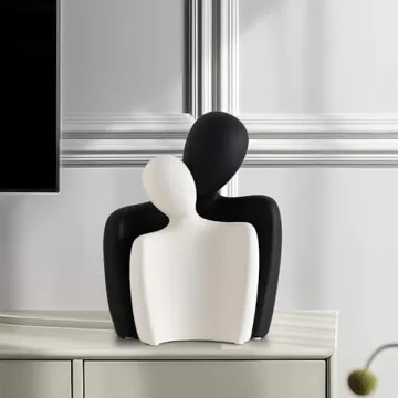 DEAMACE Ceramic Couple Statues for Home Decor, Hugging Couple Figurines, Modern Romantic Love Sculpt...