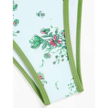 ZAFUL Women's Sexy Halter Bikini Sets Bowknot Tiny Floral Print Bikini Swimsuits Tie Side Triangle Bathing Suits (2-Light Green, M)