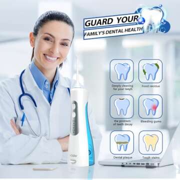 YOOY Water Dental Flosser Teeth Pick Portable Cordless Oral Irrigator Gums Braces Orthodontic Care I...