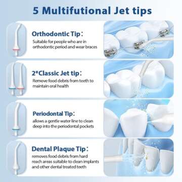 YOOY Water Dental Flosser Teeth Pick Portable Cordless Oral Irrigator Gums Braces Orthodontic Care Irrigation Cleaner Electric Waterflosser Flossing for Teeth Cleaning Rechargeable for Home Travel