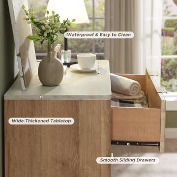 T4TREAM Stylish 5-Drawer Modern Dresser in Natural Oak