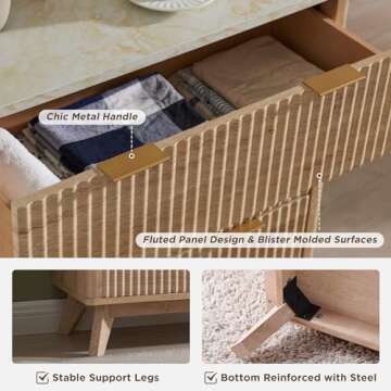 T4TREAM Stylish 5-Drawer Modern Dresser in Natural Oak