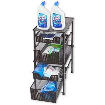 Simple Houseware Stackable 2 Tier Sliding Basket Organizer Drawer, Bronze