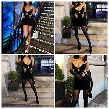 FOMOYUU Women Sexy Sleeveless Hollow Out Slip Dress Fashion Halter Dress Off Shoulder Dress Bodycon Clubwear (Black, Small)