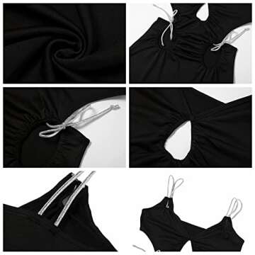 FOMOYUU Women Sexy Sleeveless Hollow Out Slip Dress Fashion Halter Dress Off Shoulder Dress Bodycon Clubwear (Black, Small)