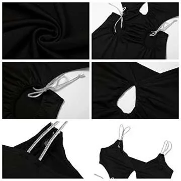 FOMOYUU Women Sexy Sleeveless Hollow Out Slip Dress Fashion Halter Dress Off Shoulder Dress Bodycon Clubwear (Black, Small)