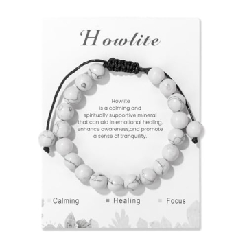 Handmade 8mm Howlite Bracelet – Adjustable Dainty Healing Jewelry