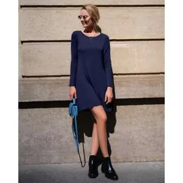 HiMONE Long Sleeve Dress for Women Soft Stylish Casual Dress