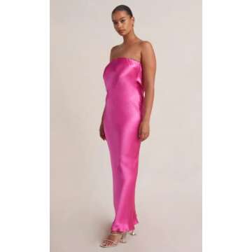 Women Sexy Spaghetti Strap Patchwork Maxi Dress Off Shoulder Hollow Out Long Dress Y2k Bodycon Backless Night Party Dress(Cute Pink,S)