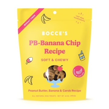 Bocce's Bakery PB Banana Chip Recipe Treats for Dogs, Wheat-Free Everyday Dog Treats, Real Ingredien...