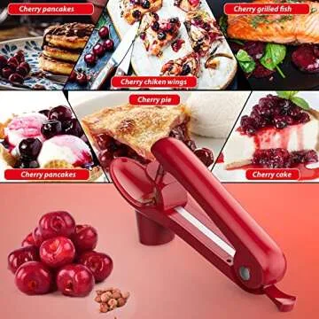 Cherry Pitter - Ordekcity Stainless Steel Cherries Corer Pitter Tool with Hand-held Push Design, Sav...