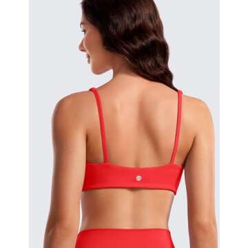 CRZ YOGA Butterluxe Spaghetti Strap Sports Bras for Women - Square Neck Yoga Wireless Low Coverage P...