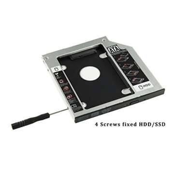 HIGHFINE Universal 9.5mm SATA to SATA 2nd SSD HDD Hard Drive Caddy Adapter Tray Enclosures for DELL ...