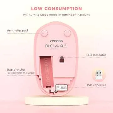 seenda Wireless Mouse, 2.4G Noiseless Mouse with USB Receiver Portable Computer Mice for PC, Tablet, Laptop, Notebook with Windows System - Gradient Pink