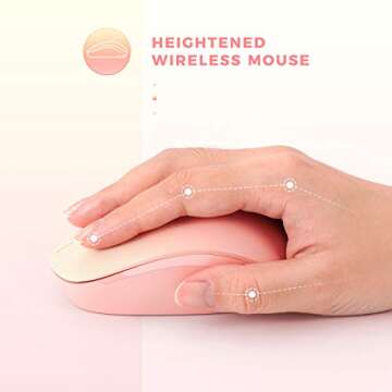 seenda Wireless Mouse, 2.4G Noiseless Mouse with USB Receiver Portable Computer Mice for PC, Tablet, Laptop, Notebook with Windows System - Gradient Pink