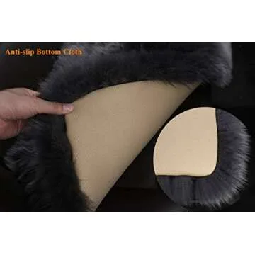 Sisha-A Premium Wholehide Sheepskin Cover, Ultra-Soft Natural Long Wool, 18x53 Inches Size, Ideal for Car Seats, Home Chairs, Office Desks & More Rear Charcoal Grey